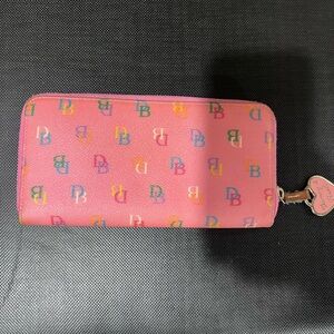 Dooney & Bourke Pink rainbow monogram Zip Wallet